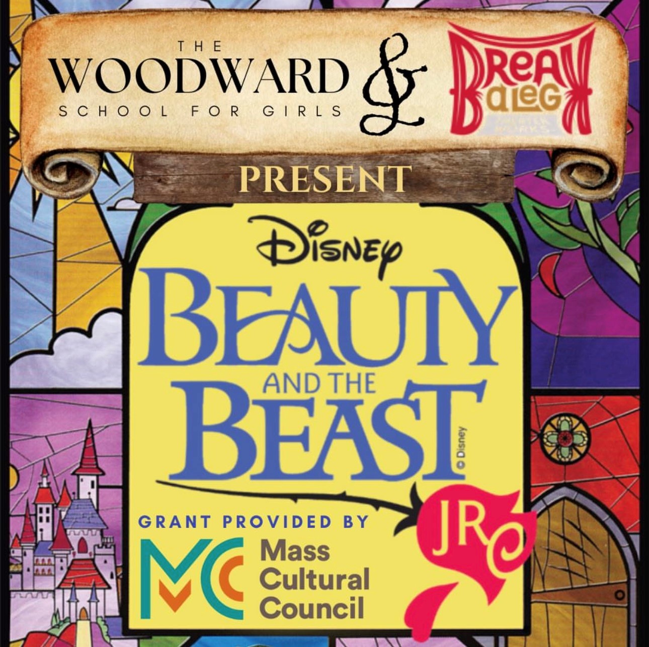Beauty and The Beast Flyer with link to purchase tickets