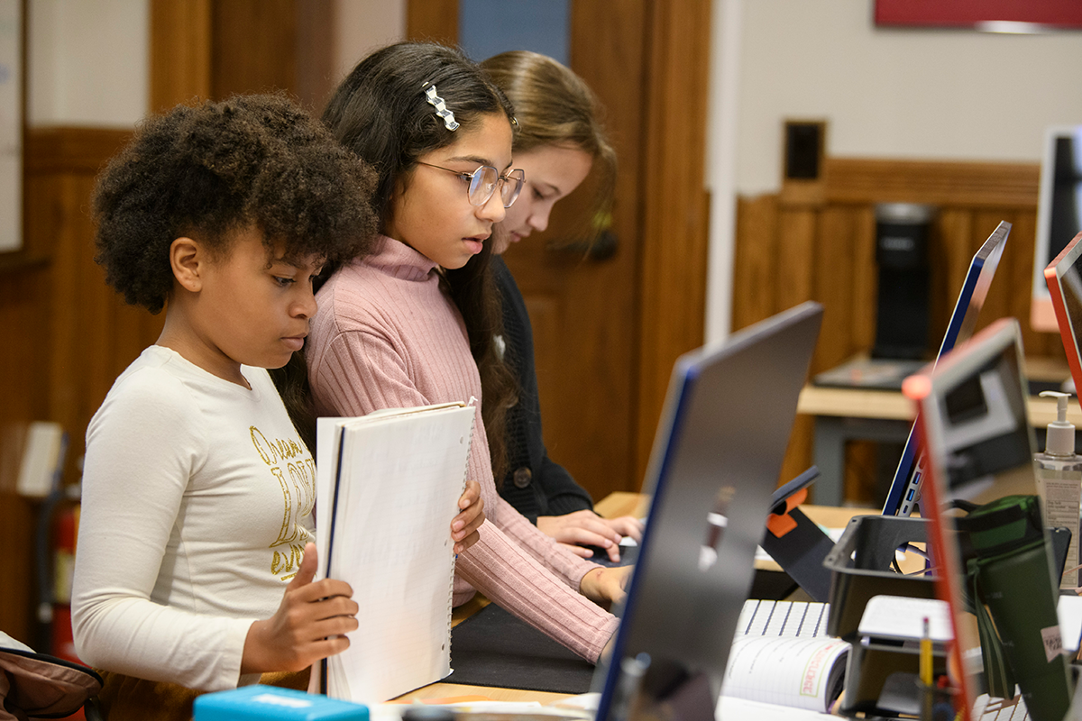 woodward students working at computers