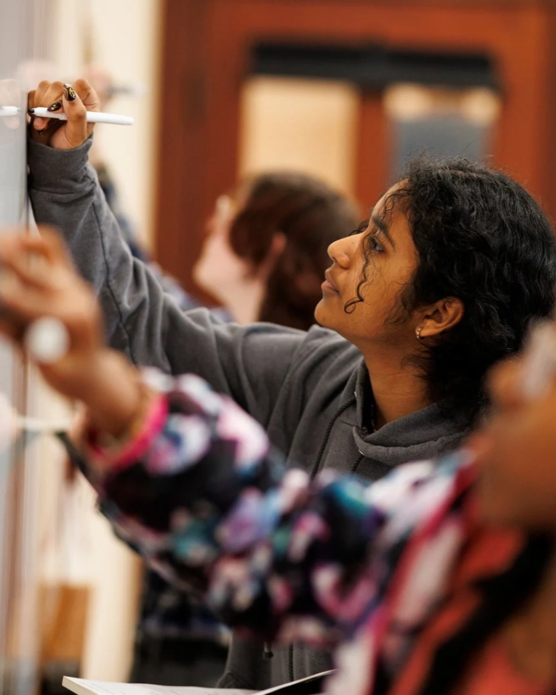 Woodward Student pictured working on white board