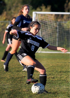 photo of Woodward soccer game highlighting Woodward player