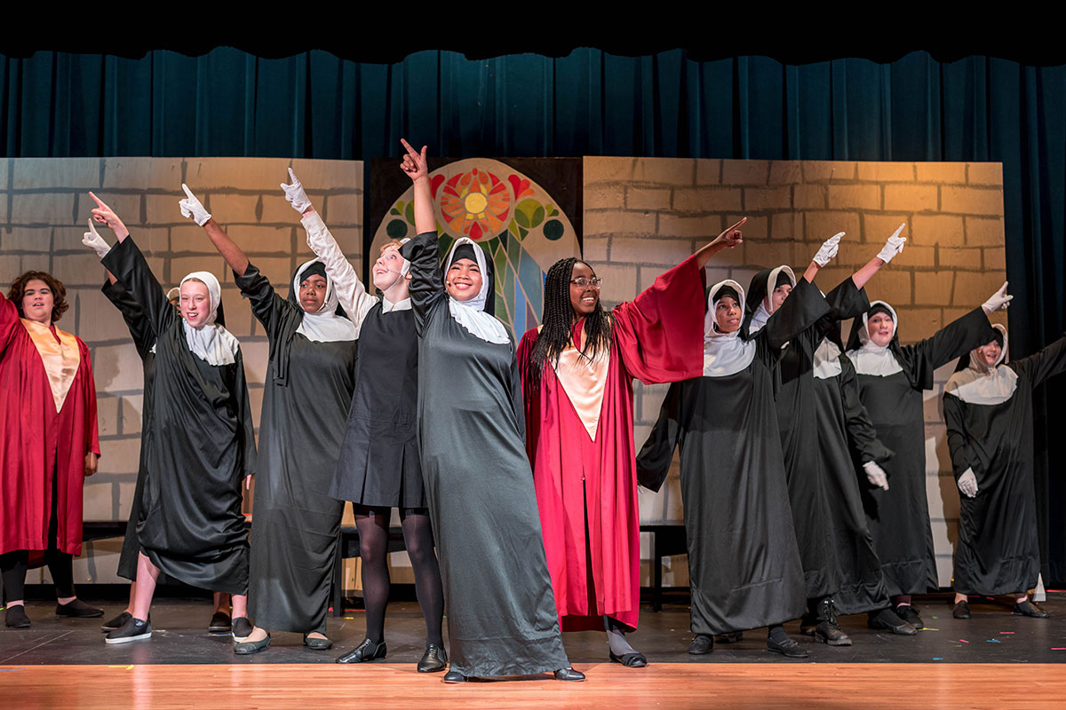 Woodward students in Sister Act production