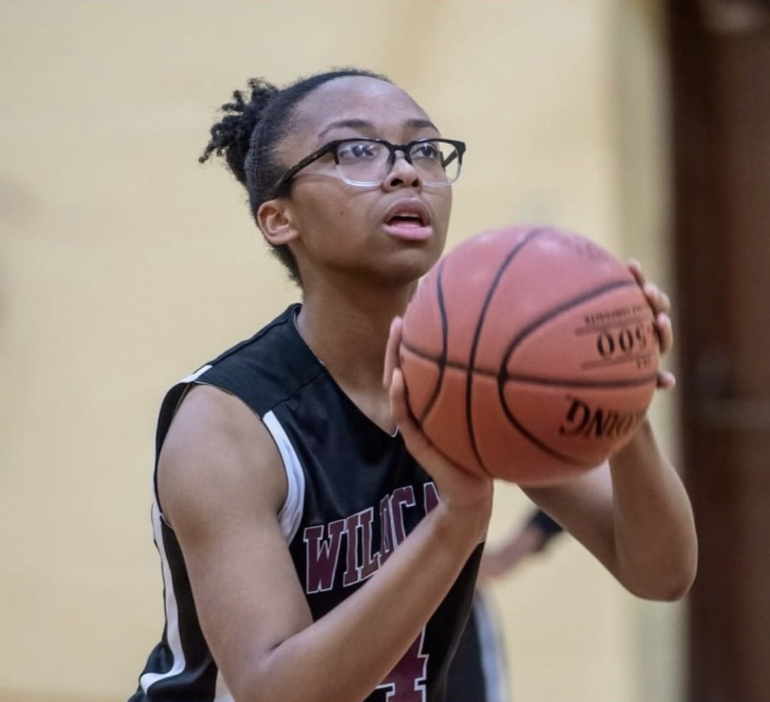 image of girl preparing to shoot basketball