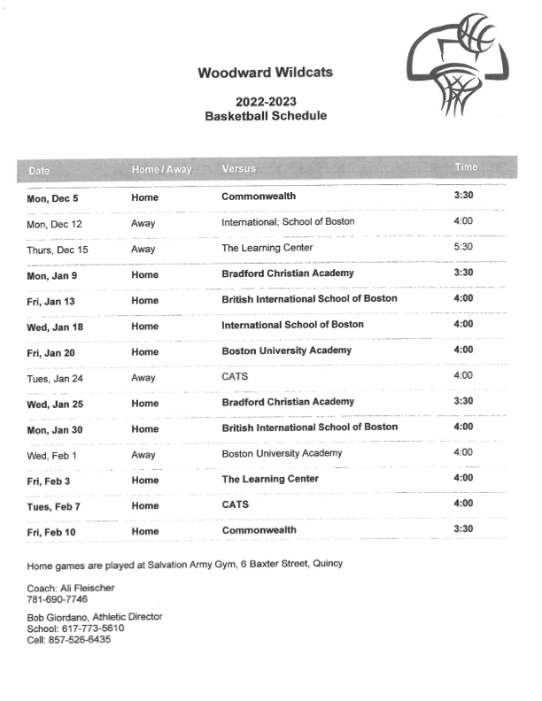 Image of Basketball schedule with link to pdf