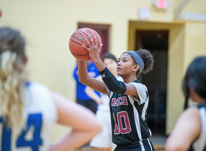 close up of Woodward basketball player making a free throw