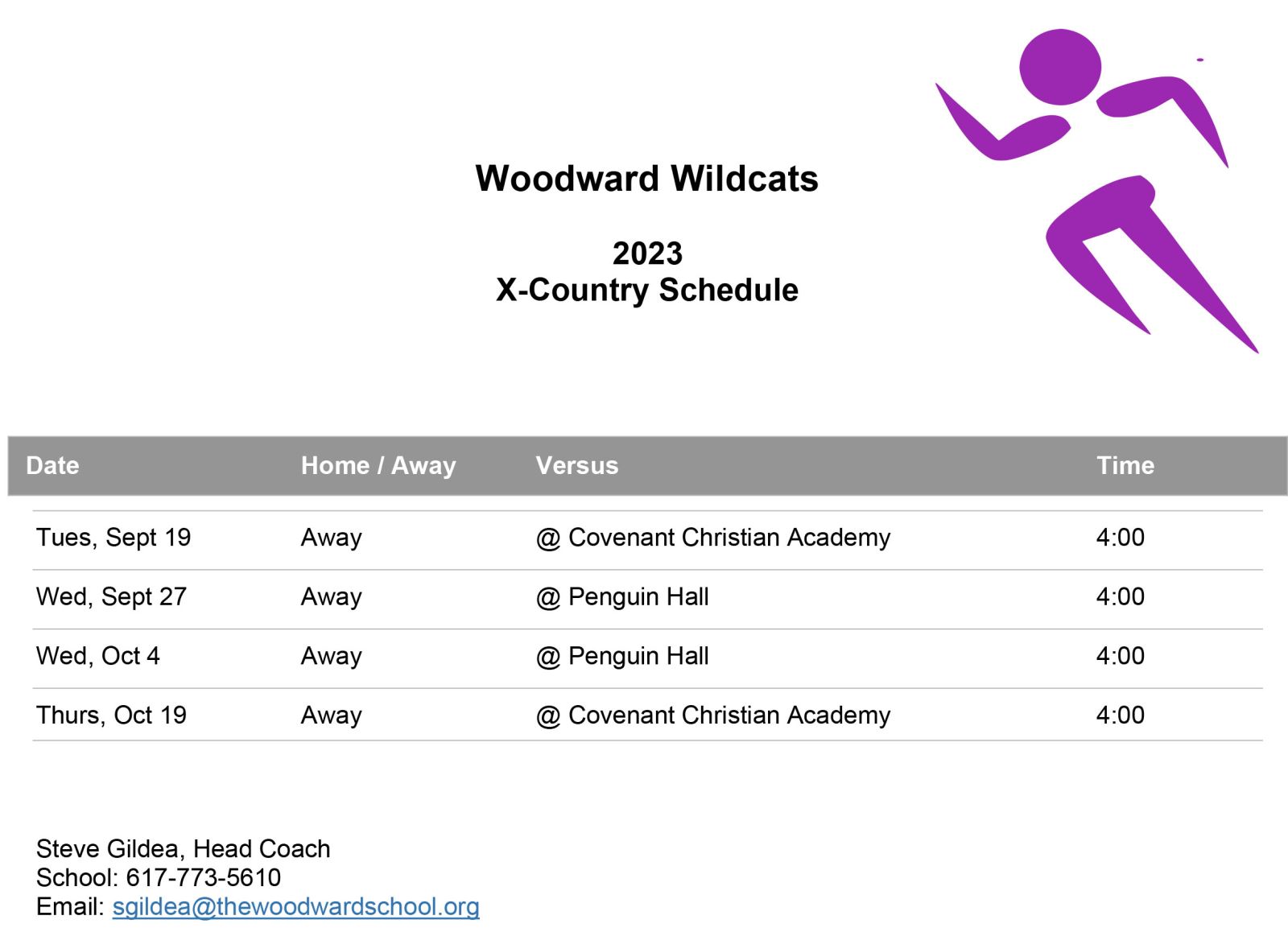 Cross Country Schedule with link to pdf
