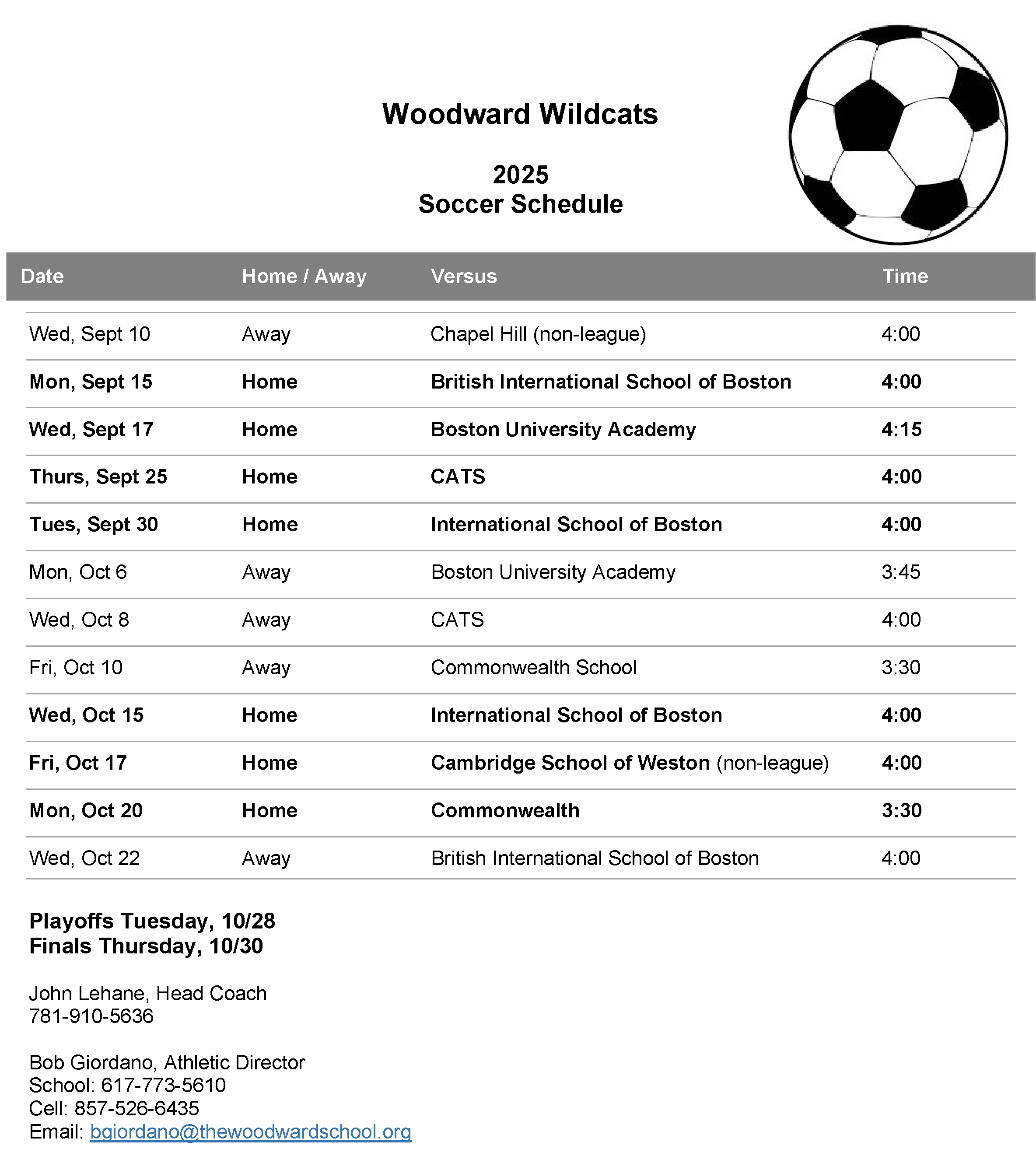 Image of Woodward Soccer Schedule for 2025 with link to pdf