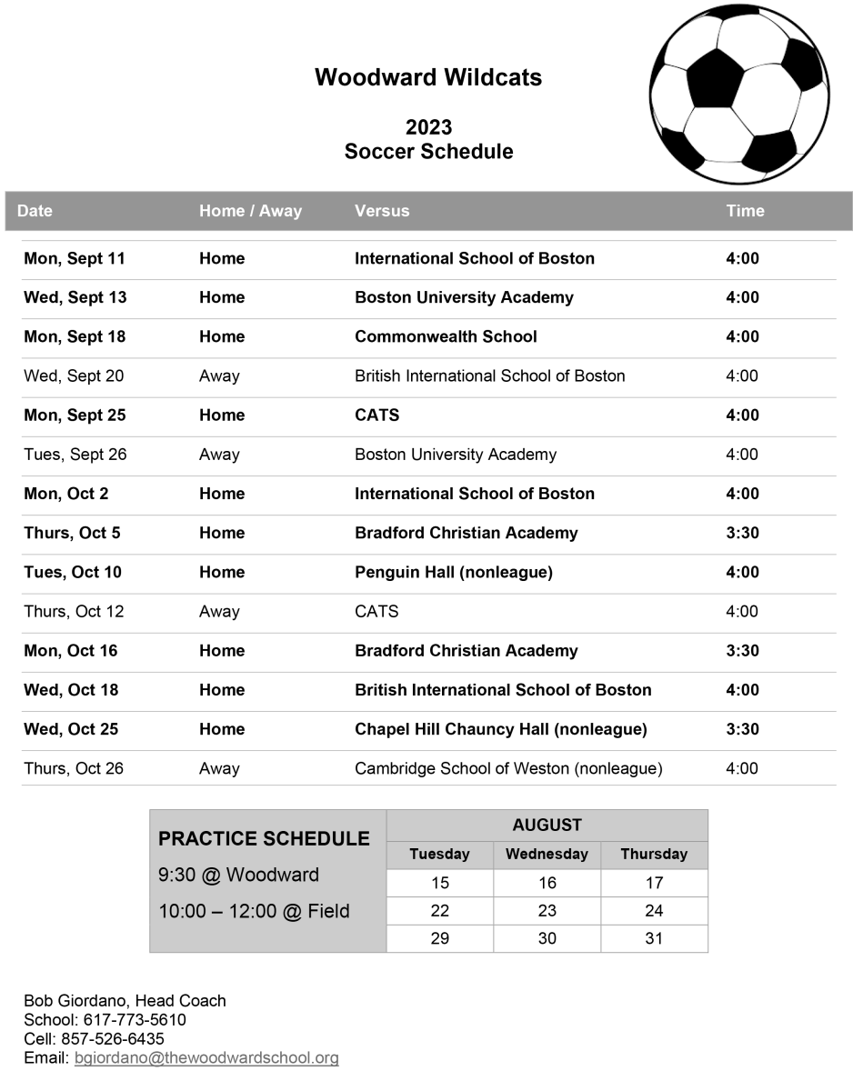 Soccer Schedule with link to PDF