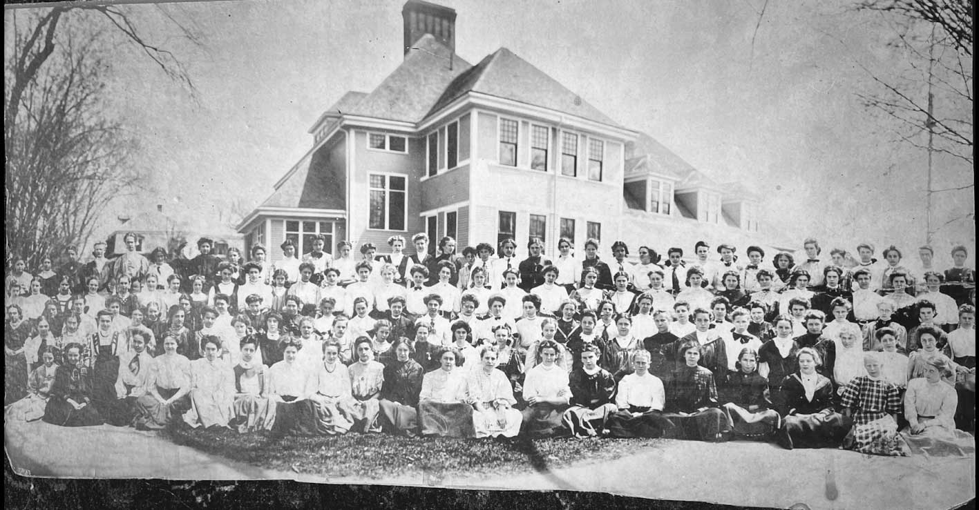 group in front of The Woodward School