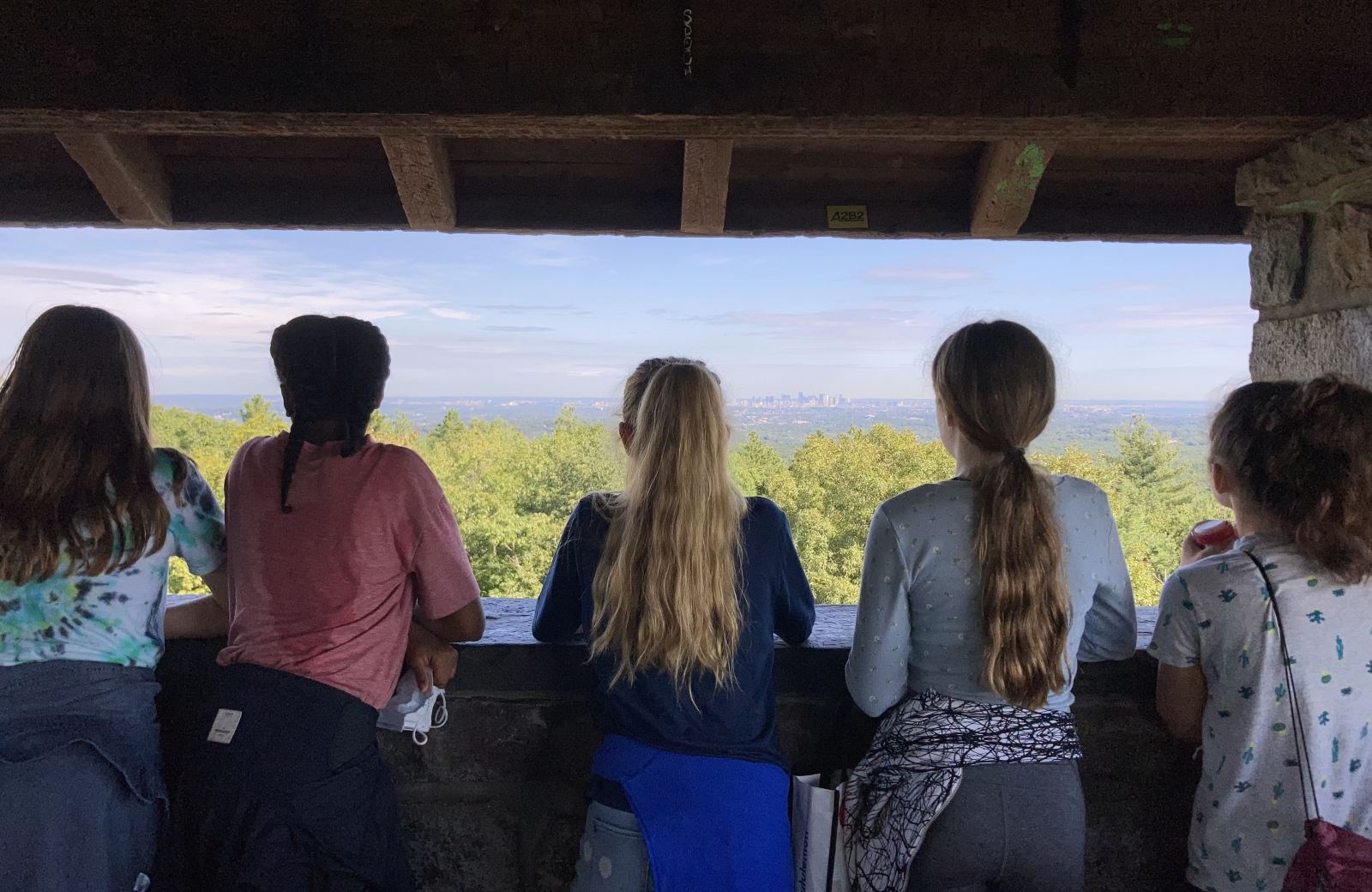 photo of Woodward students looking out over Blue Hills