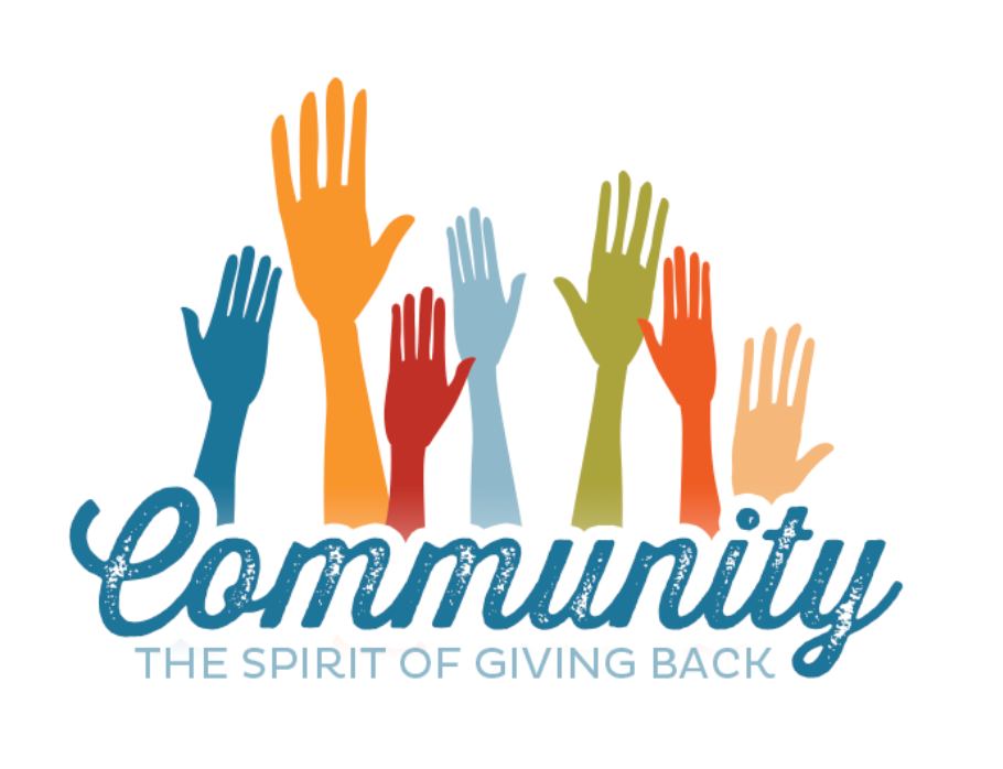 Community The Spirit of Giving Back graphic with hands