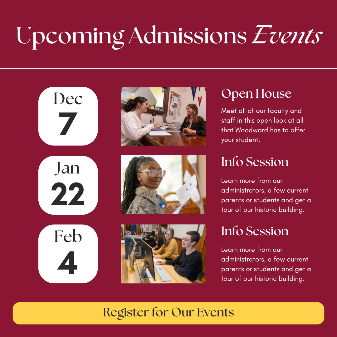 Upcoming Admissions Events with link to page with event information