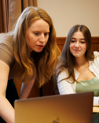 Woodward Students working on a laptop